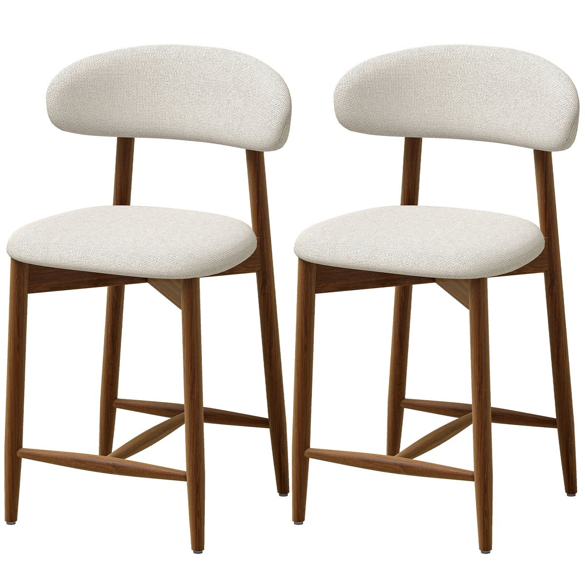 Tabourets de bar mi-siècle dossier incurvé — Lot de 2