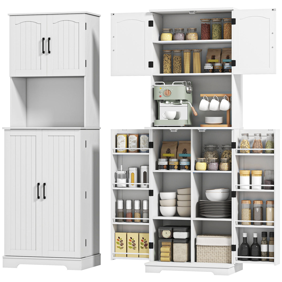 Grand garde-manger de cuisine de style maison de campagne 181,5 cm