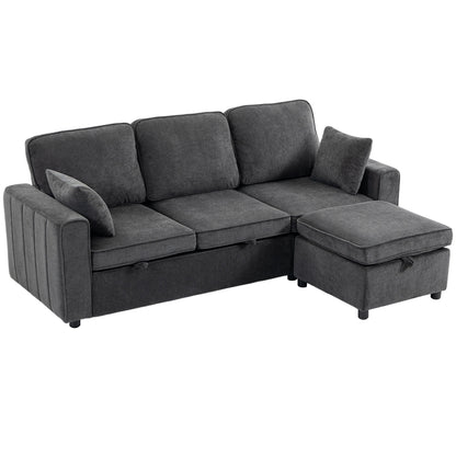 Causeuse modulaire convertible avec ottoman — gris