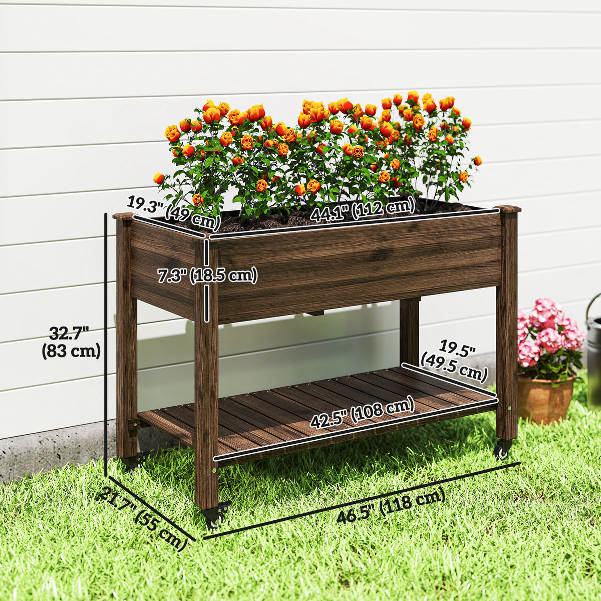 Jardinière surélevée mobile bois avec roues