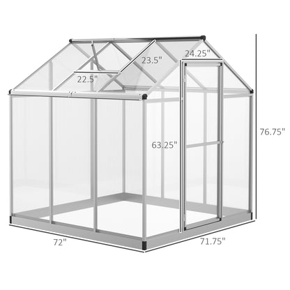 Outsunny Greenhouse 183x189x195cm Polycarbonate Aluminum with Ventilation