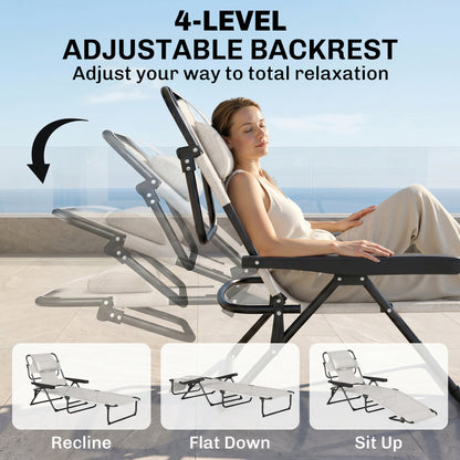 Chaise longue pliante avec dossier inclinable