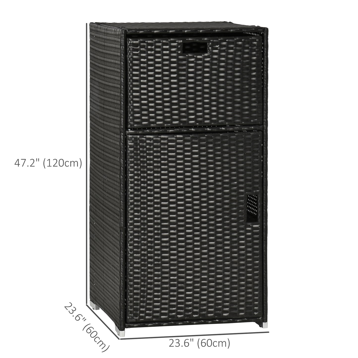 Armoire rangement patio rotin avec tiroir porte-serviettes