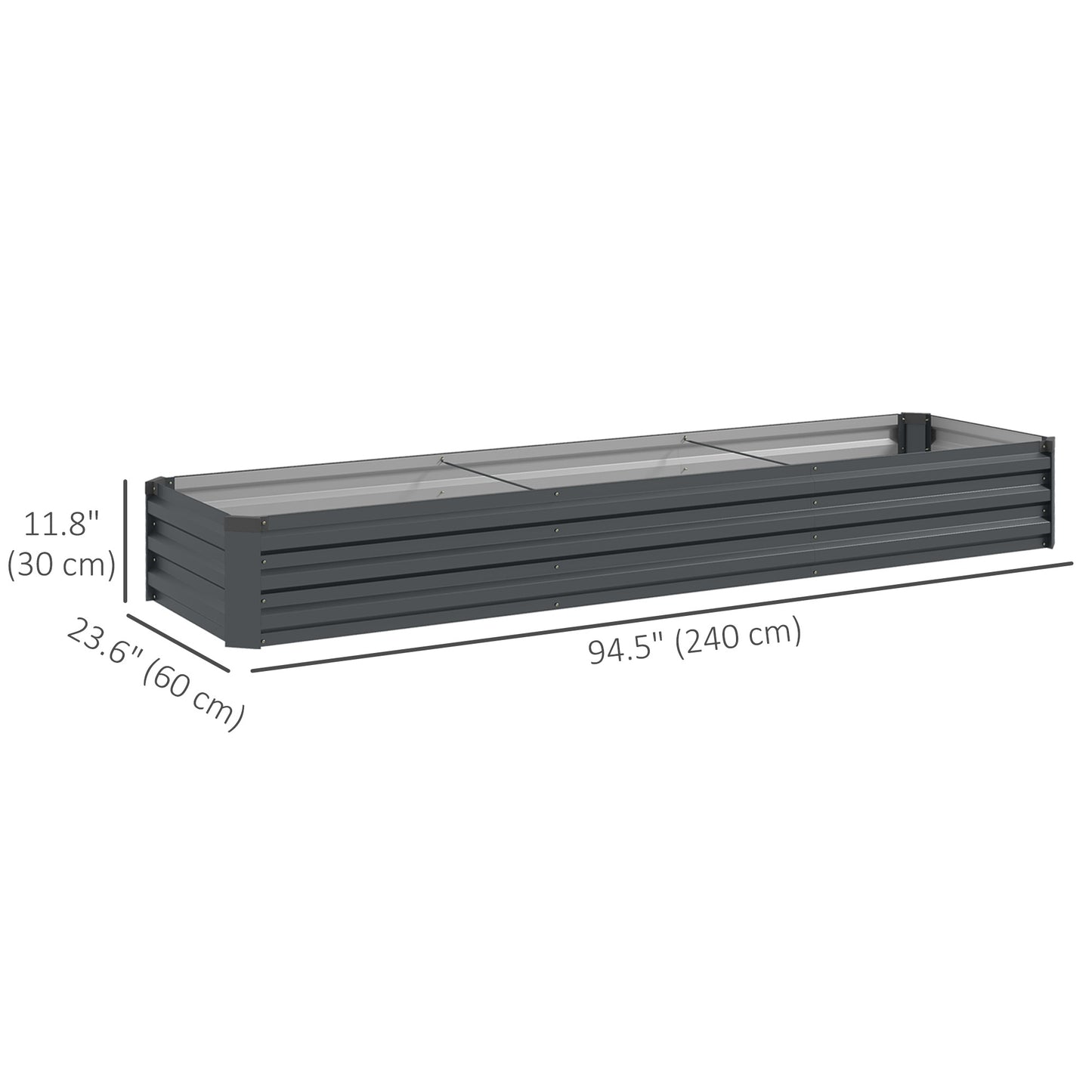 Bac surélevé galvanisé 8'x2'x1' pour jardin