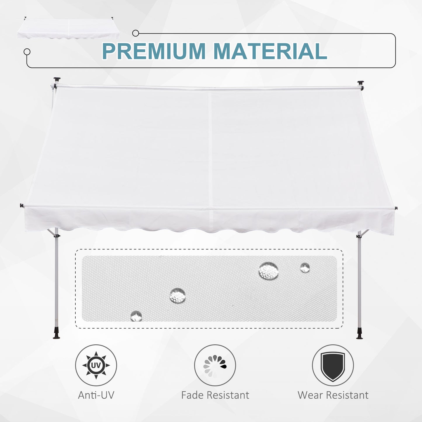 Store rétractable manuel patio sol plafond 305x152cm ajustable