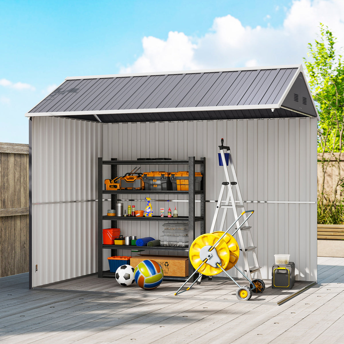 Abri de jardin métallique 2,6 m x 1,7 m — gris