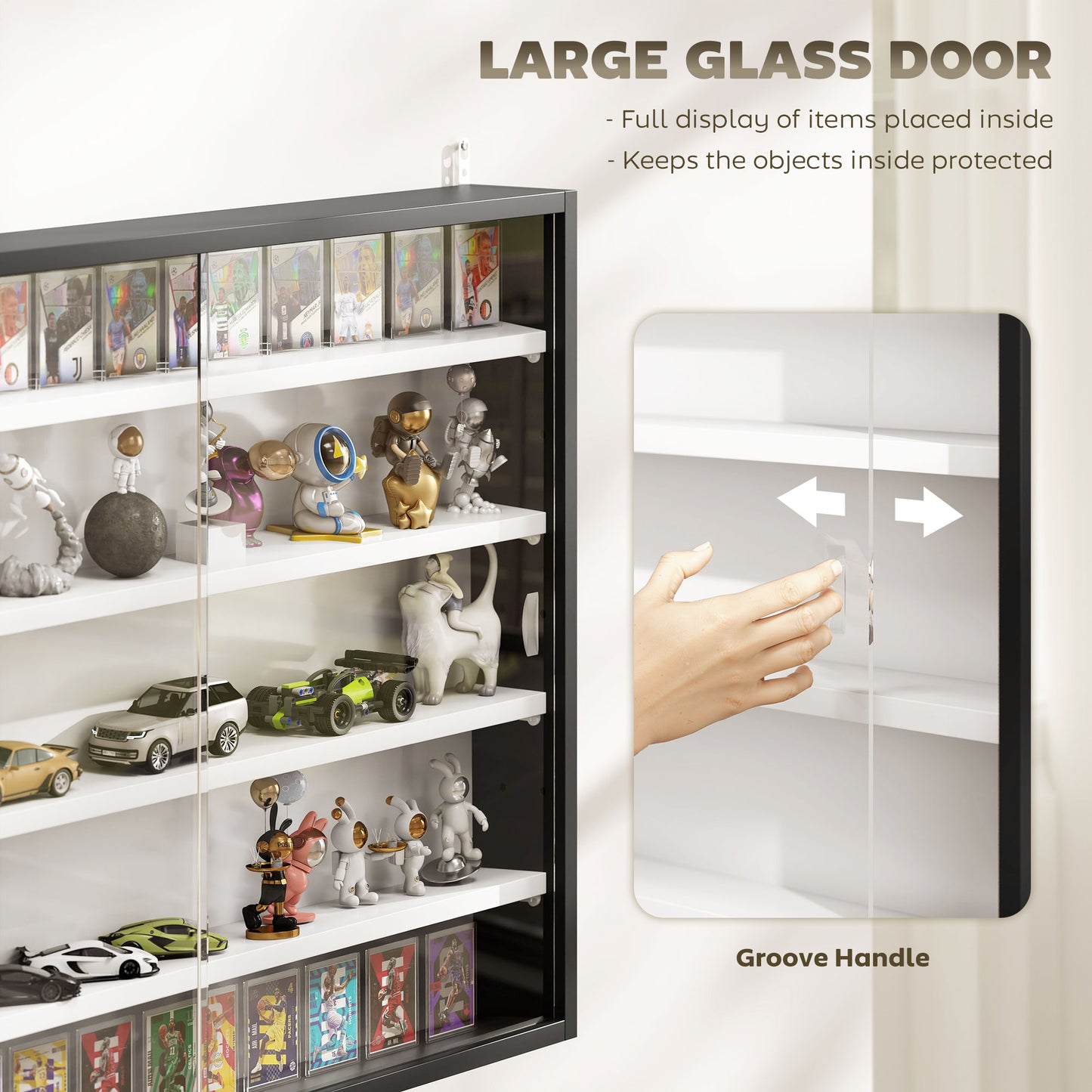 Vitrine murale 5 tablettes avec 2 portes en verre