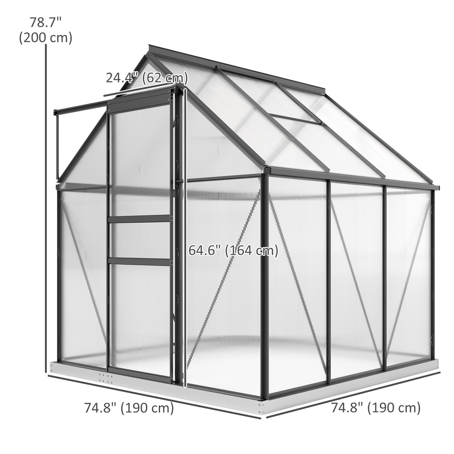 Serre de jardin polycarbonate 183 x 183 x 198 cm