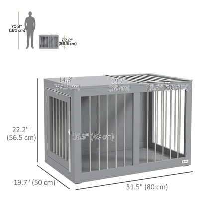 Cage meuble pour chien moyenne taille double porte 80 cm