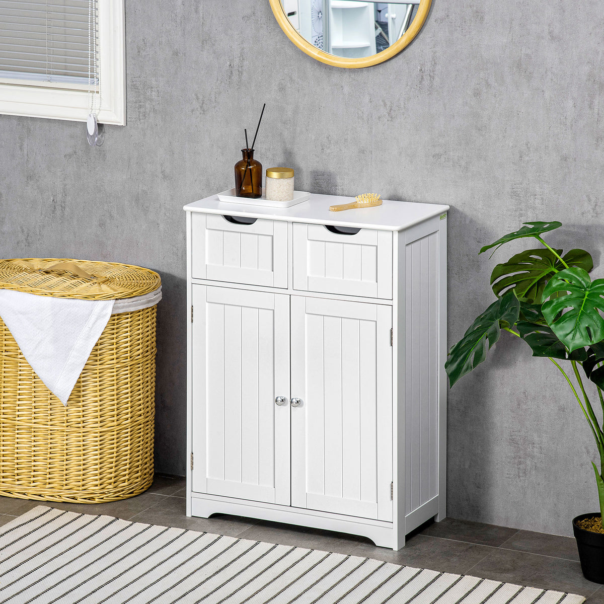 Meuble de rangement pour salle de bain à deux tiroirs