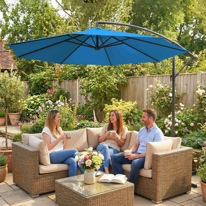 Parasol déporté avec base et manivelle 300 cm