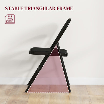 Chaises pliantes rembourrées en métal — ensemble de 6
