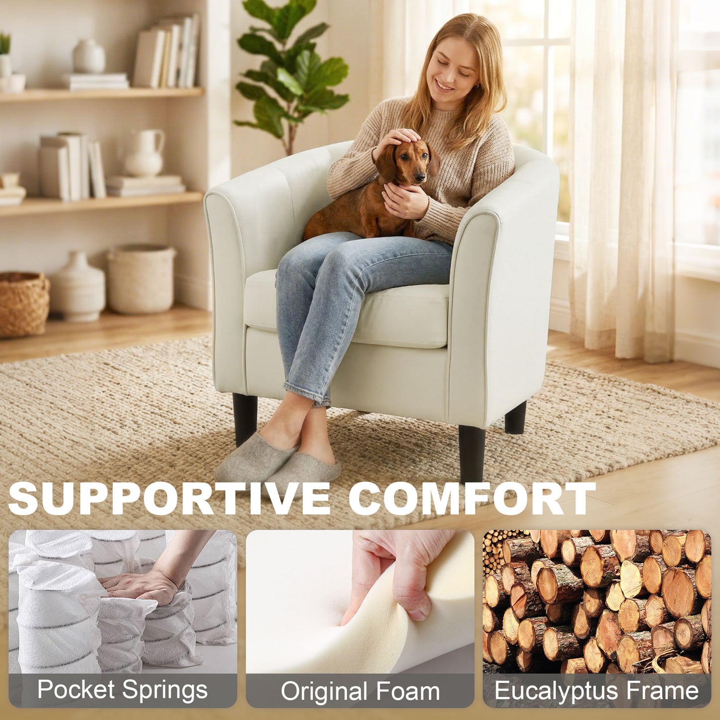 Fauteuil accent moderne avec ottoman et ressorts ensachés