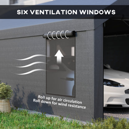 Abri auto 12x20 portes roulantes fenêtres amovibles