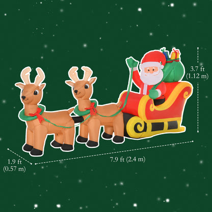 Gonflable de Noël Père Noël traîneau et rennes 240 cm