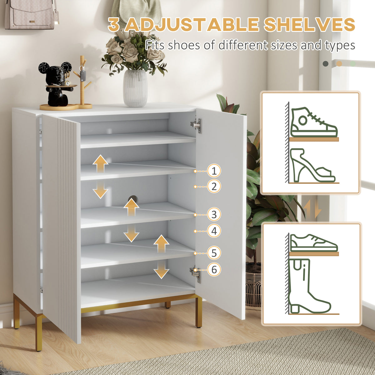 Meuble à chaussures de rangement avec étagères réglables