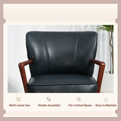 Fauteuil d'appoint moderne en similicuir avec pattes en bois
