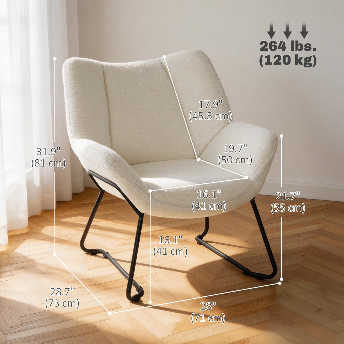 Fauteuil d'appoint Sherpa polaire dossier large