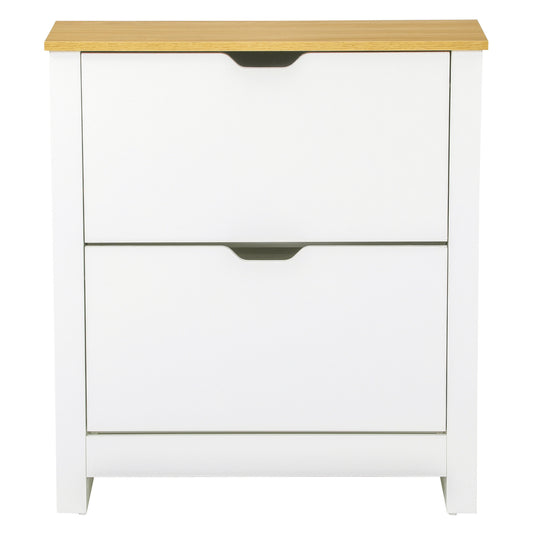 Armoire à chaussures 2 tiroirs rabattables et tablettes ajustables