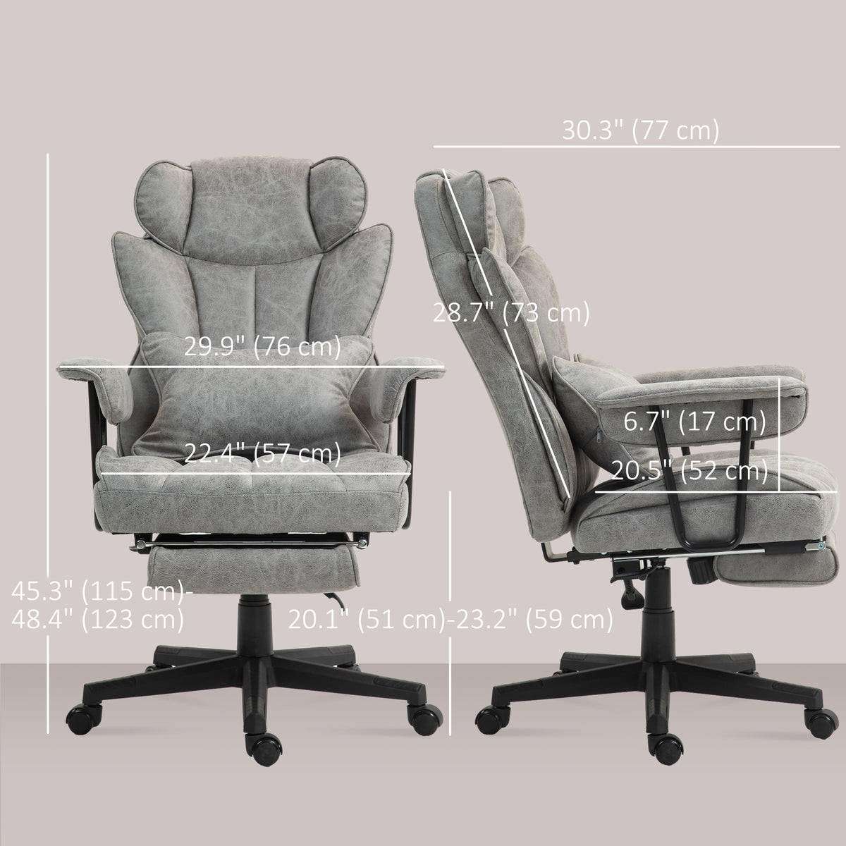 Chaise de bureau ergonomique grand format avec repose-pieds