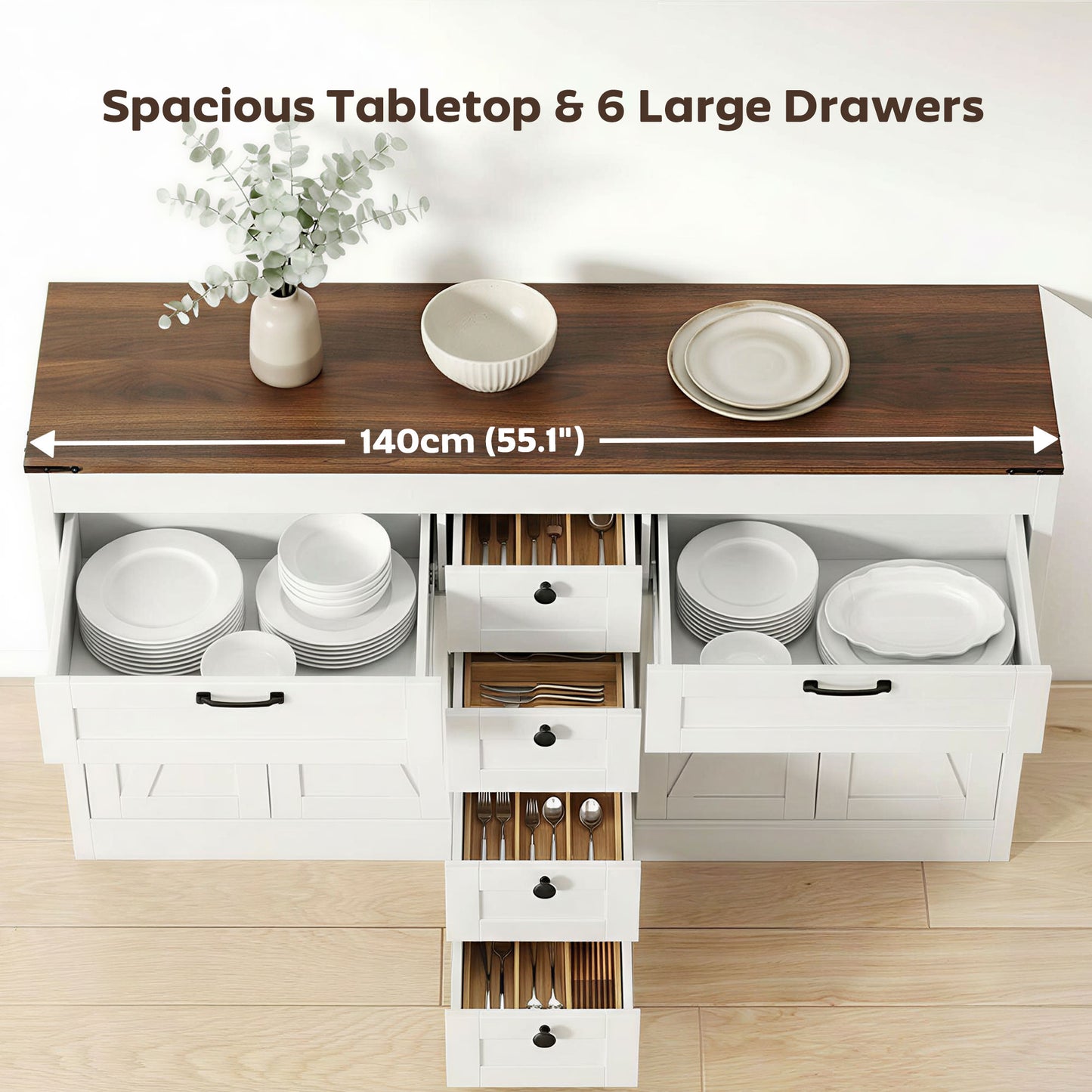 Buffet bahut style fermette 4 portes grange 6 tiroirs