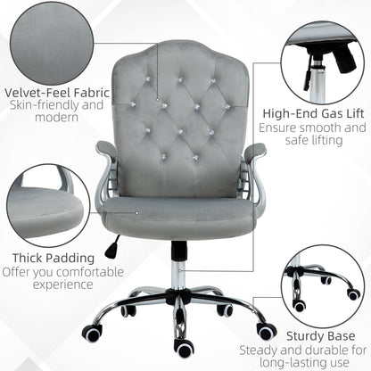 Chaise bureau velours style français boutons cristal