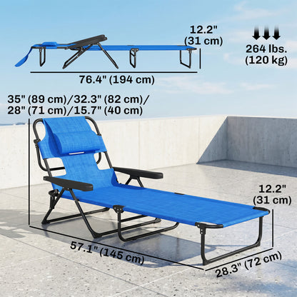 Chaise longue pliante avec dossier inclinable
