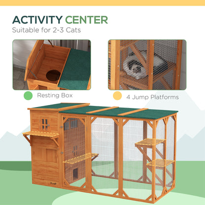 Enclos extérieur pour chat en bois avec toit asphalte