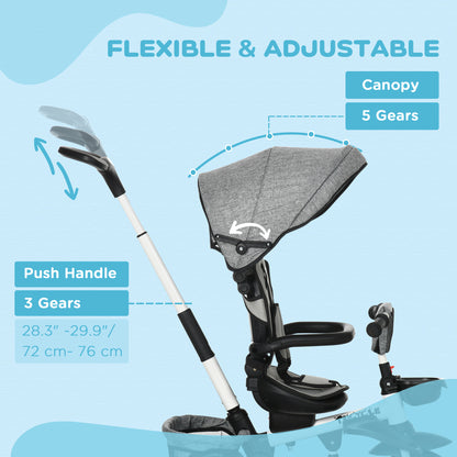 Tricycle évolutif 6-en-1 convertible poussette vélo enfant
