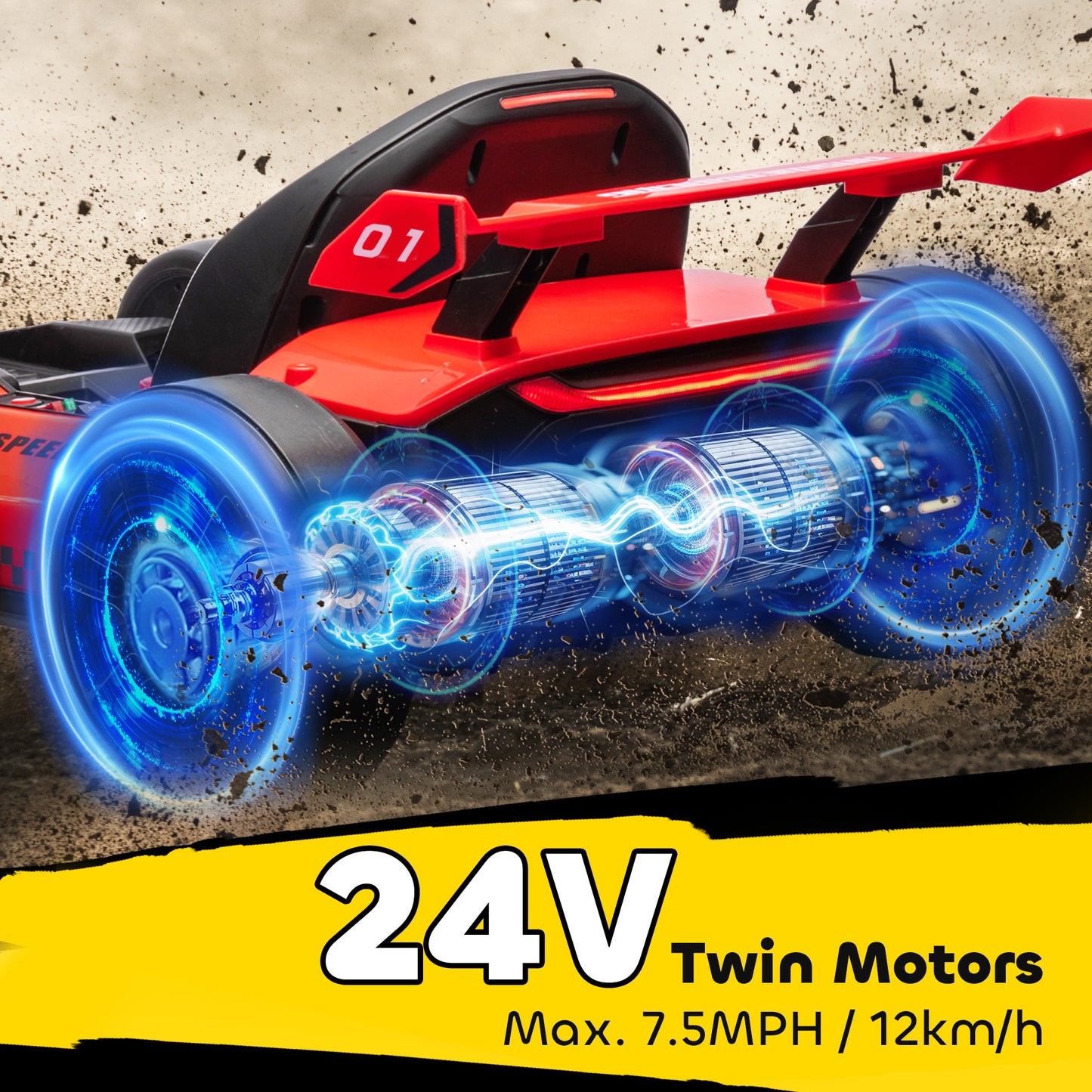 Kart électrique enfant 24V avec siège ajustable
