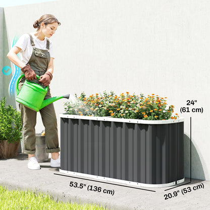 Outsunny 61cm Deep Raised Garden Bed - 220cm Galvanized Steel