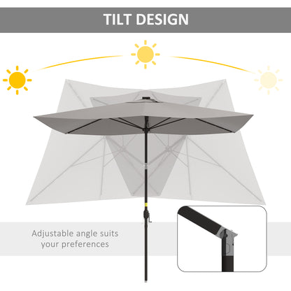 Parasol de patio rectangulaire avec éclairage DEL solaire 195x295cm