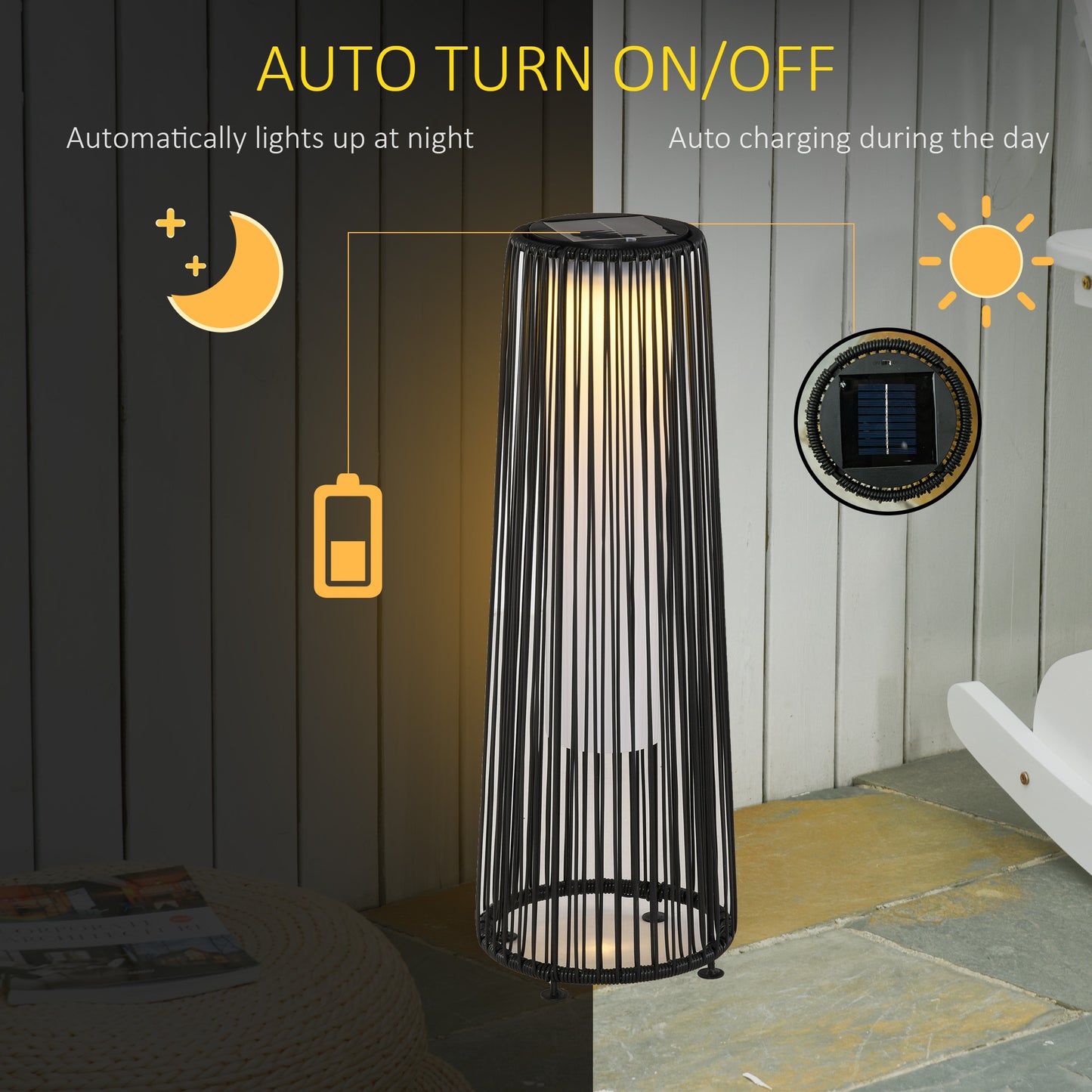 Lampe solaire tressée décorative extérieur LED automatique