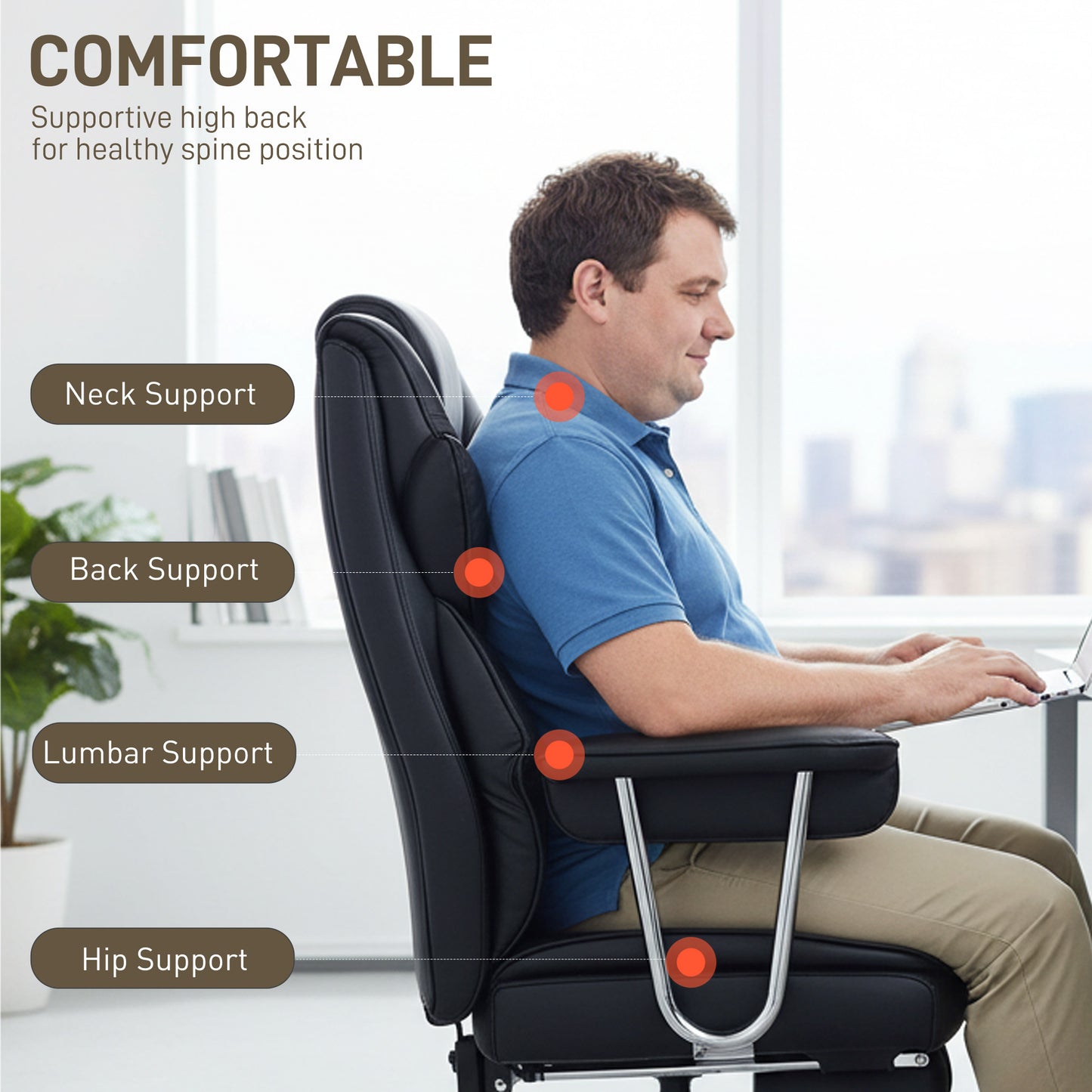 Chaise de bureau grand format rembourrée 180 kg