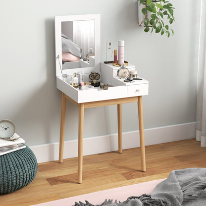 Coiffeuse avec miroir rabattable et tiroirs