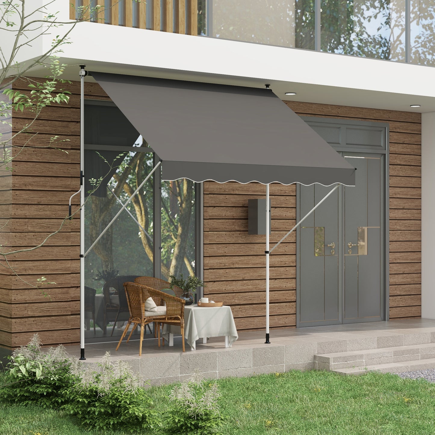 Store rétractable manuel patio sol plafond 305x152cm ajustable