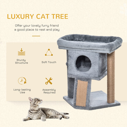 Tour à chat compact avec perchoir et maison