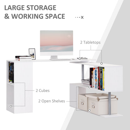 Bureau d'angle rotatif 360° avec étagères 3 niveaux