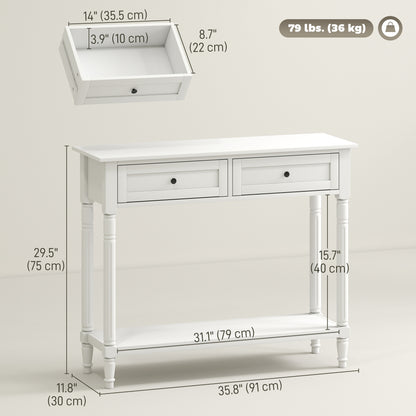 Table console d'entrée avec 2 tiroirs et étagère