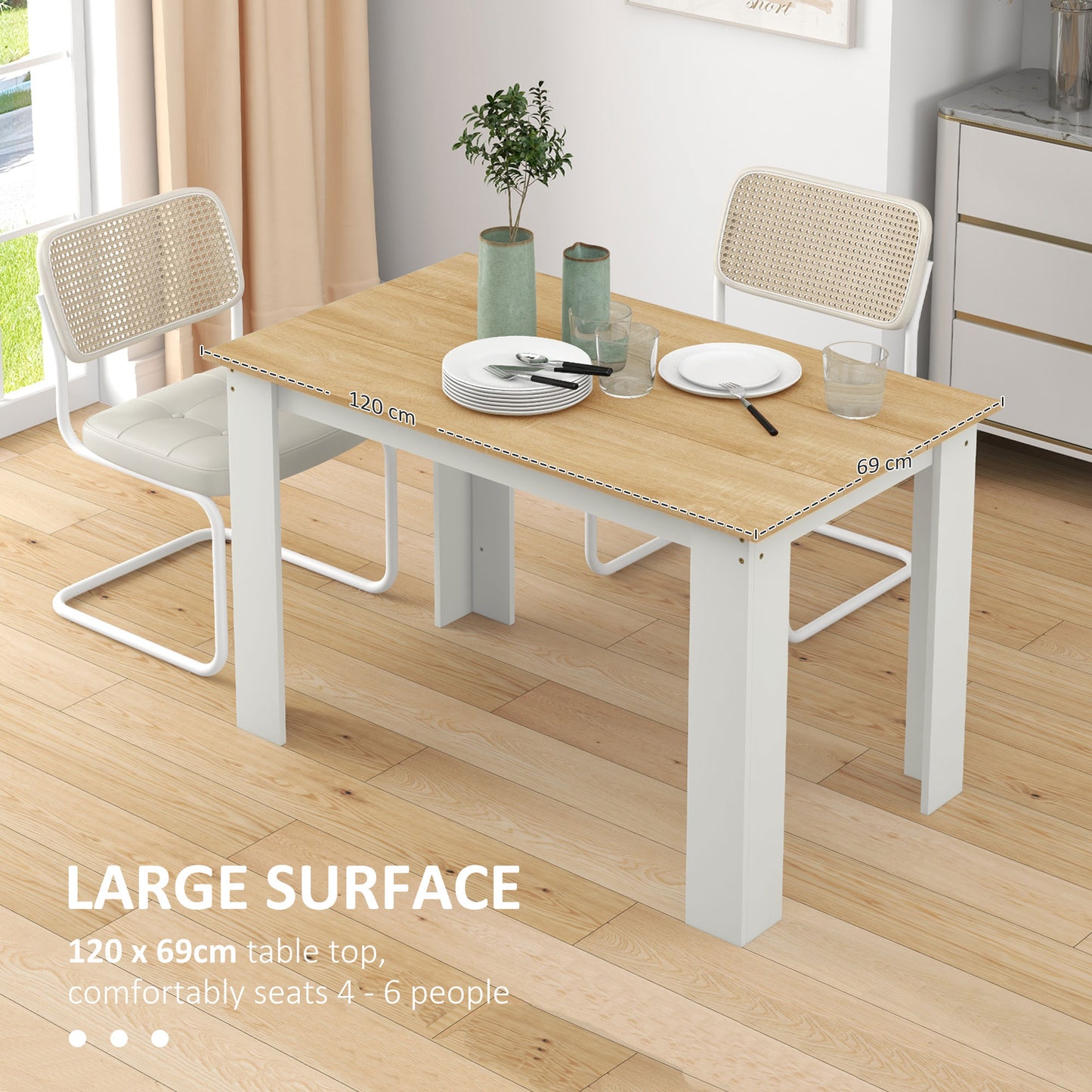 Table à manger 119 cm bois ingénierie 4-6 personnes