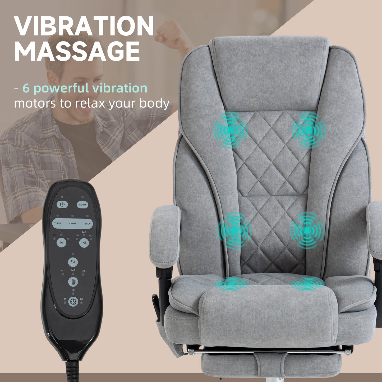 Chaise bureau massage inclinable avec repose-pieds ajustable