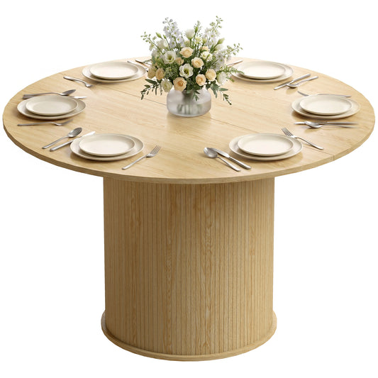 Table à manger ronde piétement cannelé