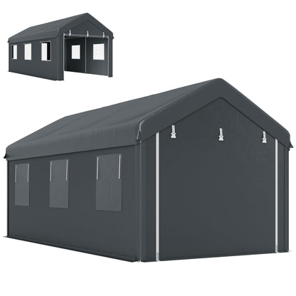 Carport 10' x 20' portatif robuste avec 6 fenêtres