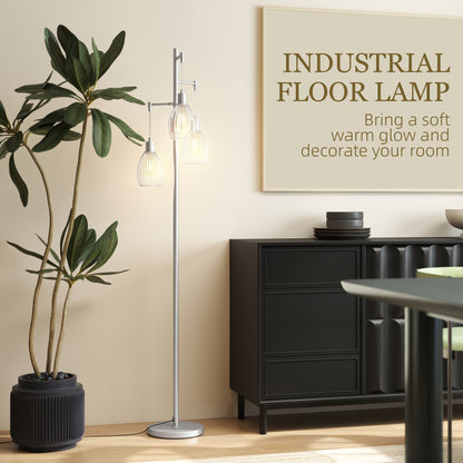 Lampadaire industriel 3 abat-jour suspendus, gradable