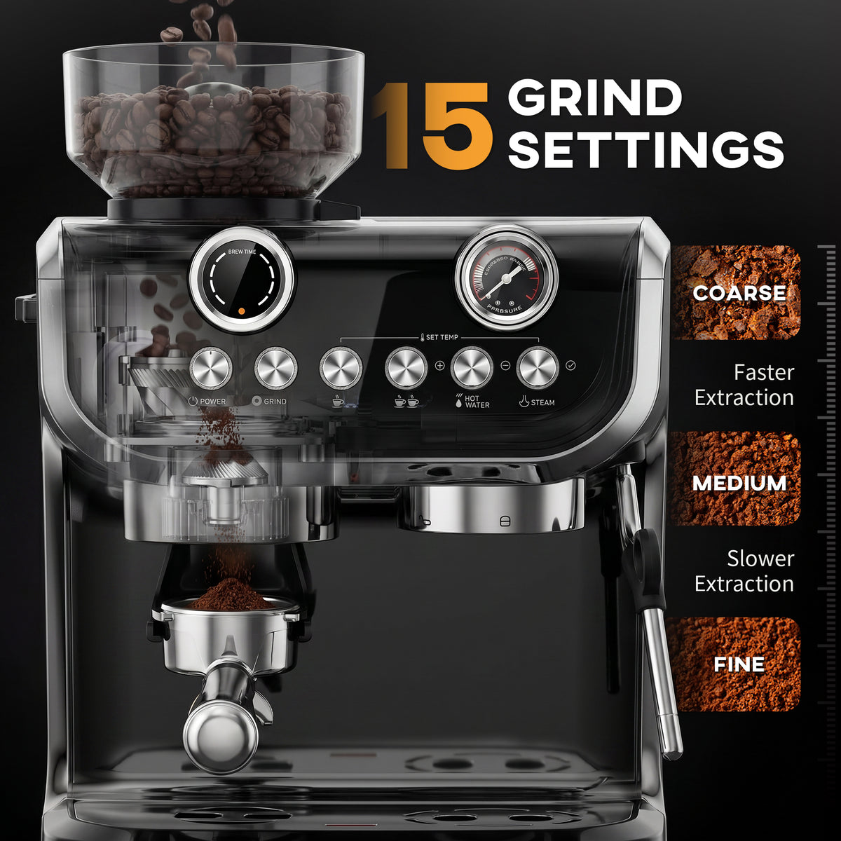 Machine à espresso 15 bars avec moulin et mousseur