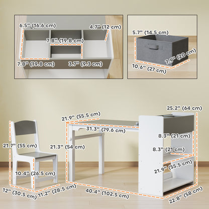 Ensemble table et chaises pour enfants avec rouleau — Lot de 3
