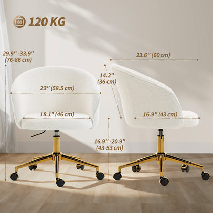 Chaise de bureau en teddy fleece pivotante réglable