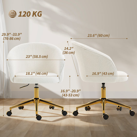 Chaise de bureau en teddy fleece pivotante réglable