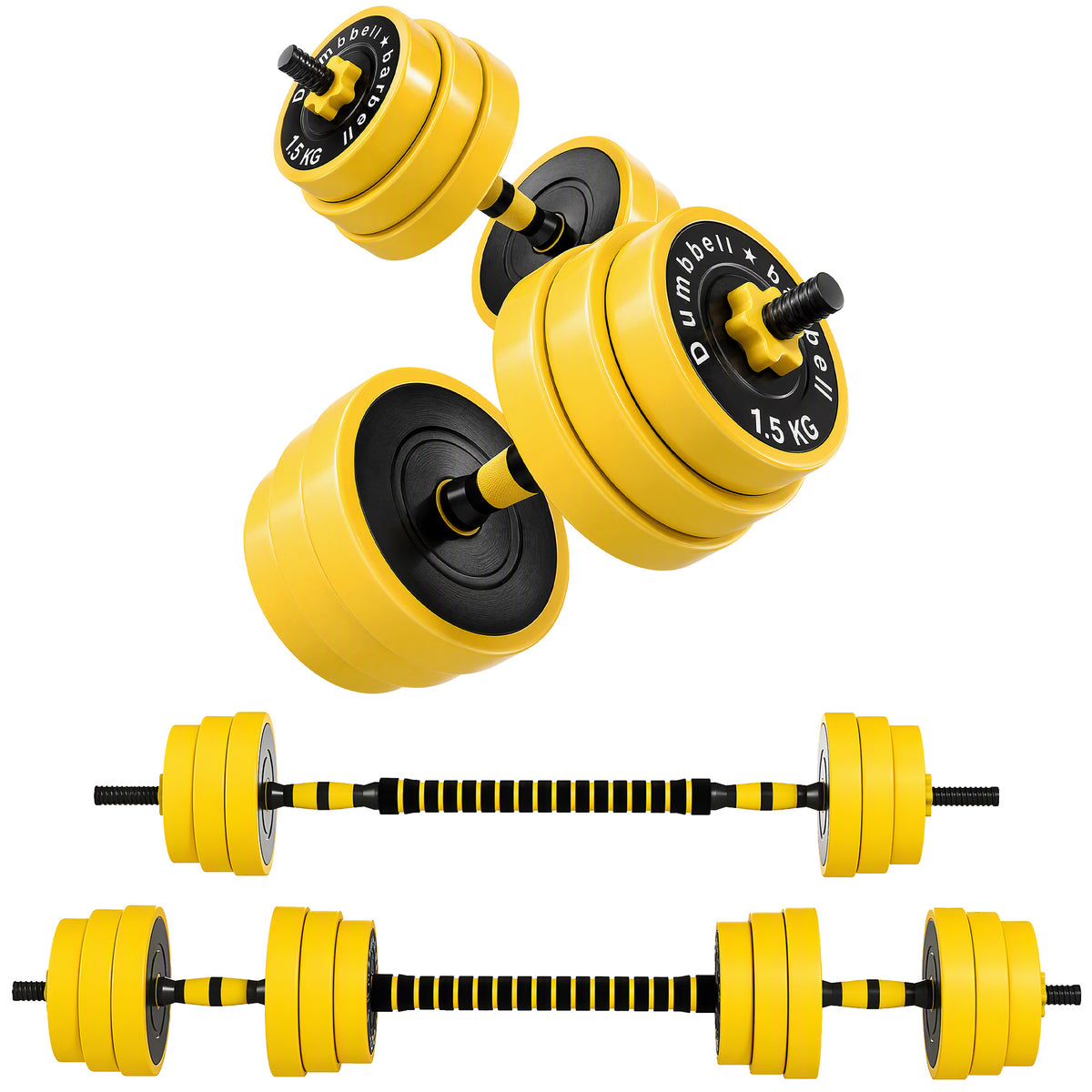 Ensemble haltères et barre ajustables