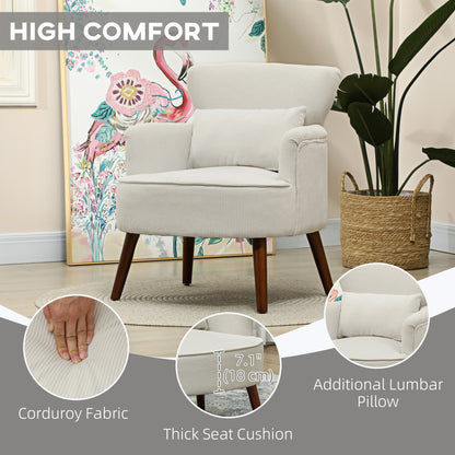 Fauteuil d'appoint moderne en velours côtelé